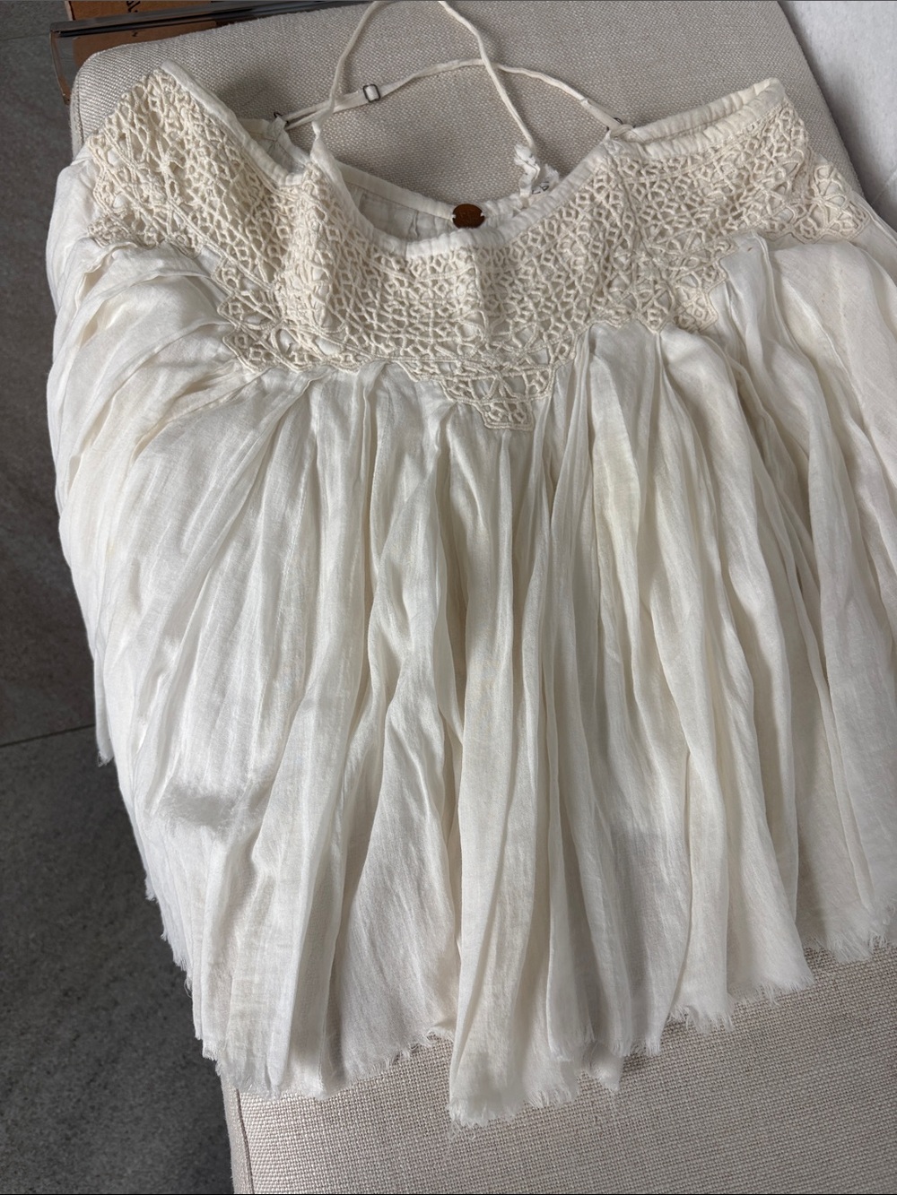 Free People: FP One: Cotton Cream Crochet-Yoke Boho Tunic Top - Picture 5 of 5